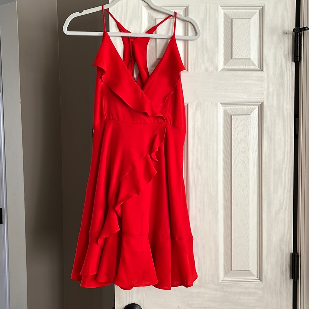 Red strappy dress